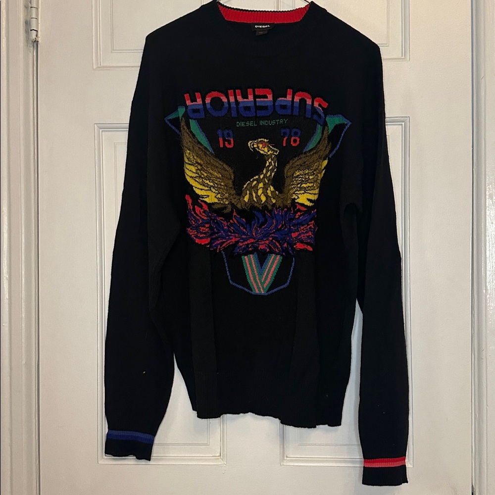Diesel Red and Black Knit Sweater